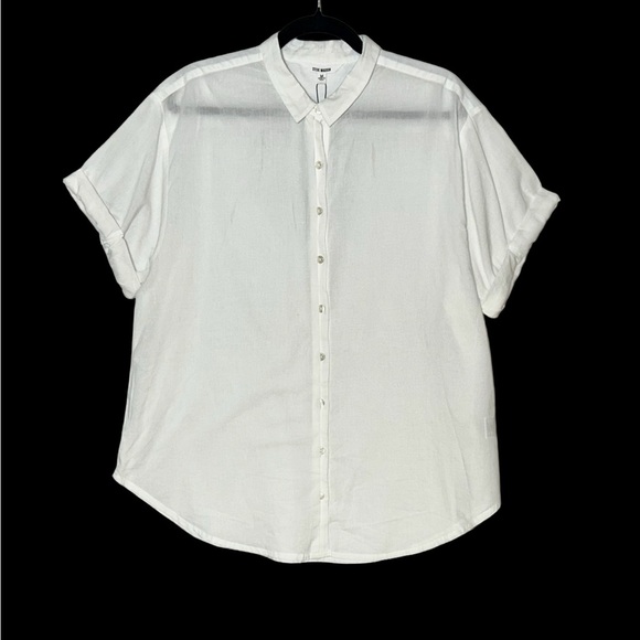 NWT Revolve X Steve Madden White Button Front Kiralin Top with Short Sleeves, M - Picture 4 of 14